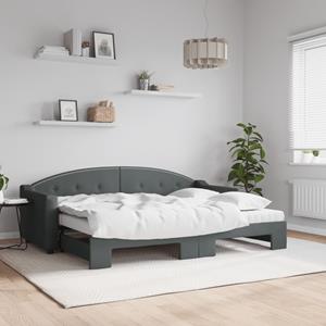 VidaXL Slaapbank onderschuifbed matrassen 80x200 cm stof donkergrijs