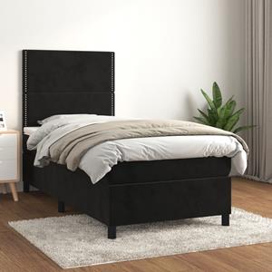 VidaXL Boxspring met matras fluweel zwart 90x190 cm