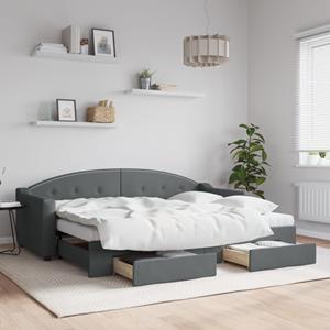 VidaXL Slaapbank onderschuifbed en lades 80x200 cm stof donkergrijs