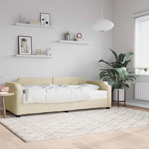 VidaXL Slaapbank met matras 80x200 cm stof crèmekleurig