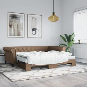 VidaXL Slaapbank en onderschuifbed 90x200 cm kunstleer cappuccinokleur