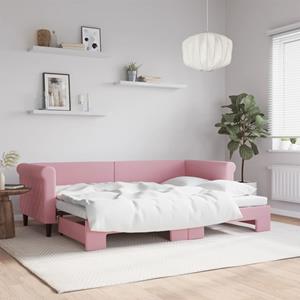 VidaXL Slaapbank met onderschuifbed 80x200 cm fluweel roze