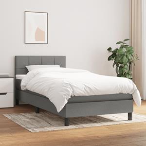 VidaXL Boxspring met matras stof donkergrijs 100x200 cm