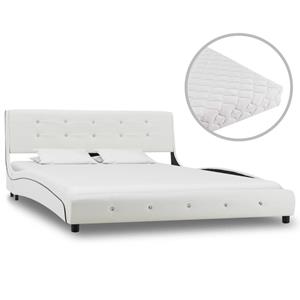 VidaXL Bed met matras kunstleer wit 140x200 cm