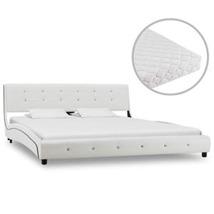 VidaXL Bed met matras kunstleer wit 160x200 cm