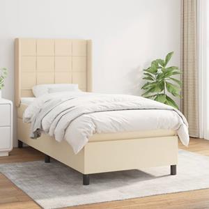 VidaXL Boxspring met matras stof crèmekleurig 90x200 cm