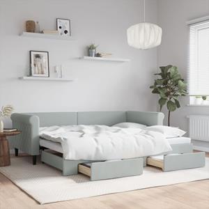 VidaXL Slaapbank onderschuifbed en lades 90x200 cm fluweel lichtgrijs