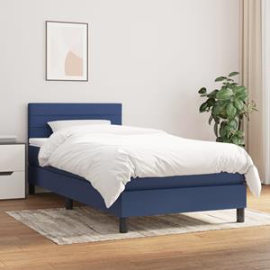 VidaXL Boxspring met matras stof blauw 100x200 cm