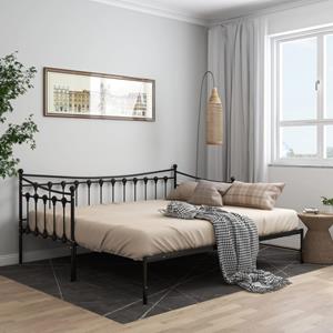 VidaXL Slaapbankframe uittrekbaar metaal zwart 90x200 cm
