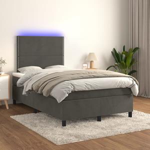VidaXL Boxspring met matras en LED fluweel donkergrijs 120x200 cm