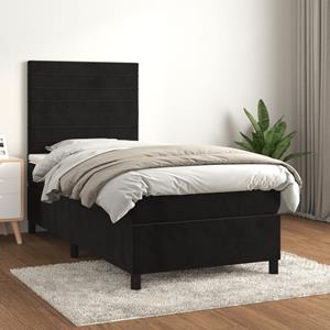 VidaXL Boxspring met matras fluweel zwart 90x200 cm