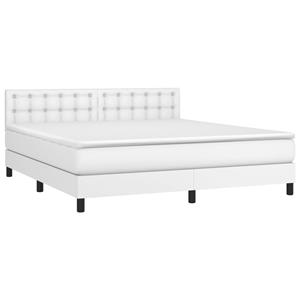 vidaXL Boxspring met matras en LED kunstleer wit 180x200 cm