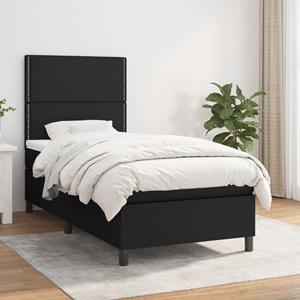 VidaXL Boxspring met matras stof zwart 80x200 cm