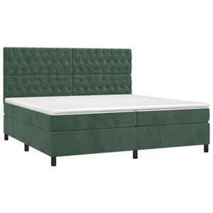 vidaXL Boxspring met matras fluweel donkergroen 200x200 cm