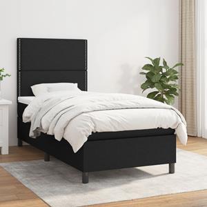 VidaXL Boxspring met matras stof zwart 90x200 cm