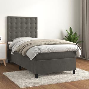 VidaXL Boxspring met matras fluweel donkergrijs 90x200 cm