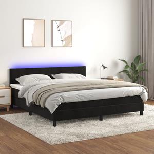 VidaXL Boxspring met matras en LED fluweel zwart 160x200 cm