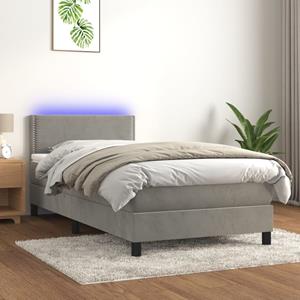 VidaXL Boxspring met matras en LED fluweel lichtgrijs 90x190 cm