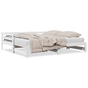 VidaXL Slaapbank met onderschuifbed 90x200 cm massief grenenhout wit