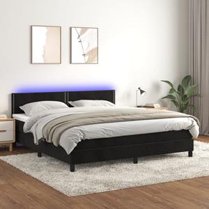 VidaXL Boxspring met matras en LED fluweel zwart 180x200 cm