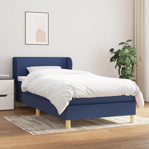 VidaXL Boxspring met matras stof blauw 80x200 cm