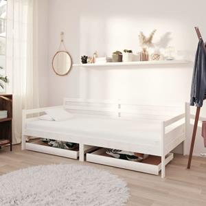 vidaXL Slaapbank met lades massief grenenhout wit 90x200 cm