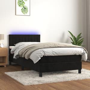 VidaXL Boxspring met matras en LED fluweel zwart 100x200 cm