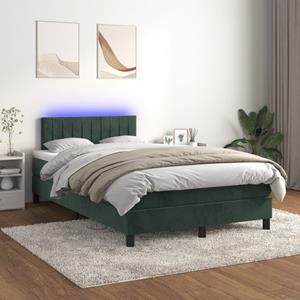 VidaXL Boxspring met matras en LED fluweel donkergroen 120x200 cm