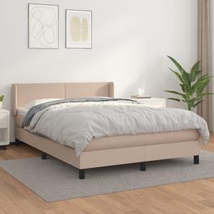 VidaXL Boxspring met matras kunstleer cappuccinokleurig 140x190 cm