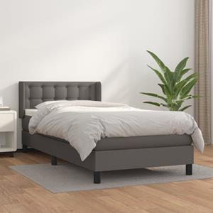 VidaXL Boxspring met matras kunstleer grijs 80x200 cm