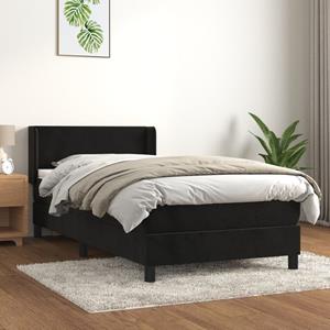 VidaXL Boxspring met matras fluweel zwart 100x200 cm