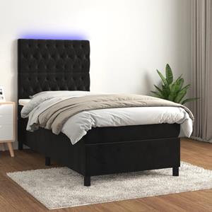 VidaXL Boxspring met matras en LED fluweel zwart 80x200 cm