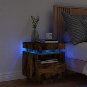 VidaXL Nachtkastje met LED-verlichting 40x39x48,5 cm gerookt eiken