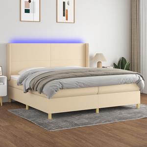 VidaXL Boxspring met matras en LED stof crèmekleurig 200x200 cm