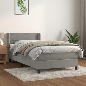 VidaXL Boxspring met matras fluweel lichtgrijs 90x190 cm