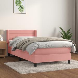 VidaXL Boxspring met matras fluweel roze 100x200 cm