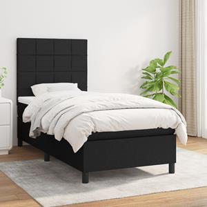 VidaXL Boxspring met matras stof zwart 80x200 cm