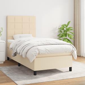 VidaXL Boxspring met matras stof crèmekleurig 80x200 cm