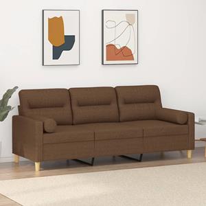 VidaXL Driezitsbank met sierkussens 180 cm stof bruin