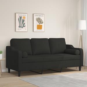 VidaXL Driezitsbank met sierkussens 180 cm stof zwart