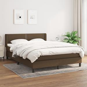 VidaXL Boxspring met matras stof donkerbruin 140x190 cm