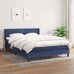 VidaXL Boxspring met matras stof blauw 140x190 cm