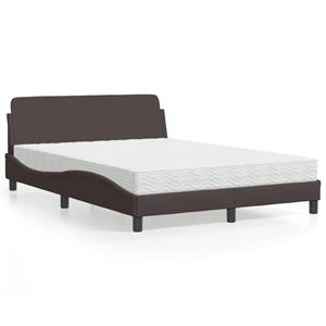 VidaXL Bed met matras stof donkerbruin 120x200 cm