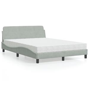 VidaXL Bed met matras fluweel lichtgrijs 120x200 cm