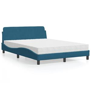 VidaXL Bed met matras fluweel blauw 120x200 cm
