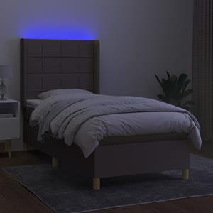 vidaXL Boxspring met matras en LED stof taupe 80x200 cm
