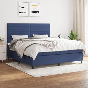 VidaXL Boxspring met matras stof blauw 180x200 cm