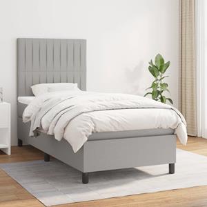 VidaXL Boxspring met matras stof lichtgrijs 80x200 cm
