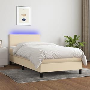 VidaXL Boxspring met matras en LED stof crèmekleurig 80x200 cm