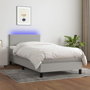 VidaXL Boxspring met matras en LED stof lichtgrijs 100x200 cm